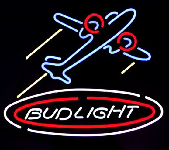 Bud Light Airplane Plane Beer Neon Sign